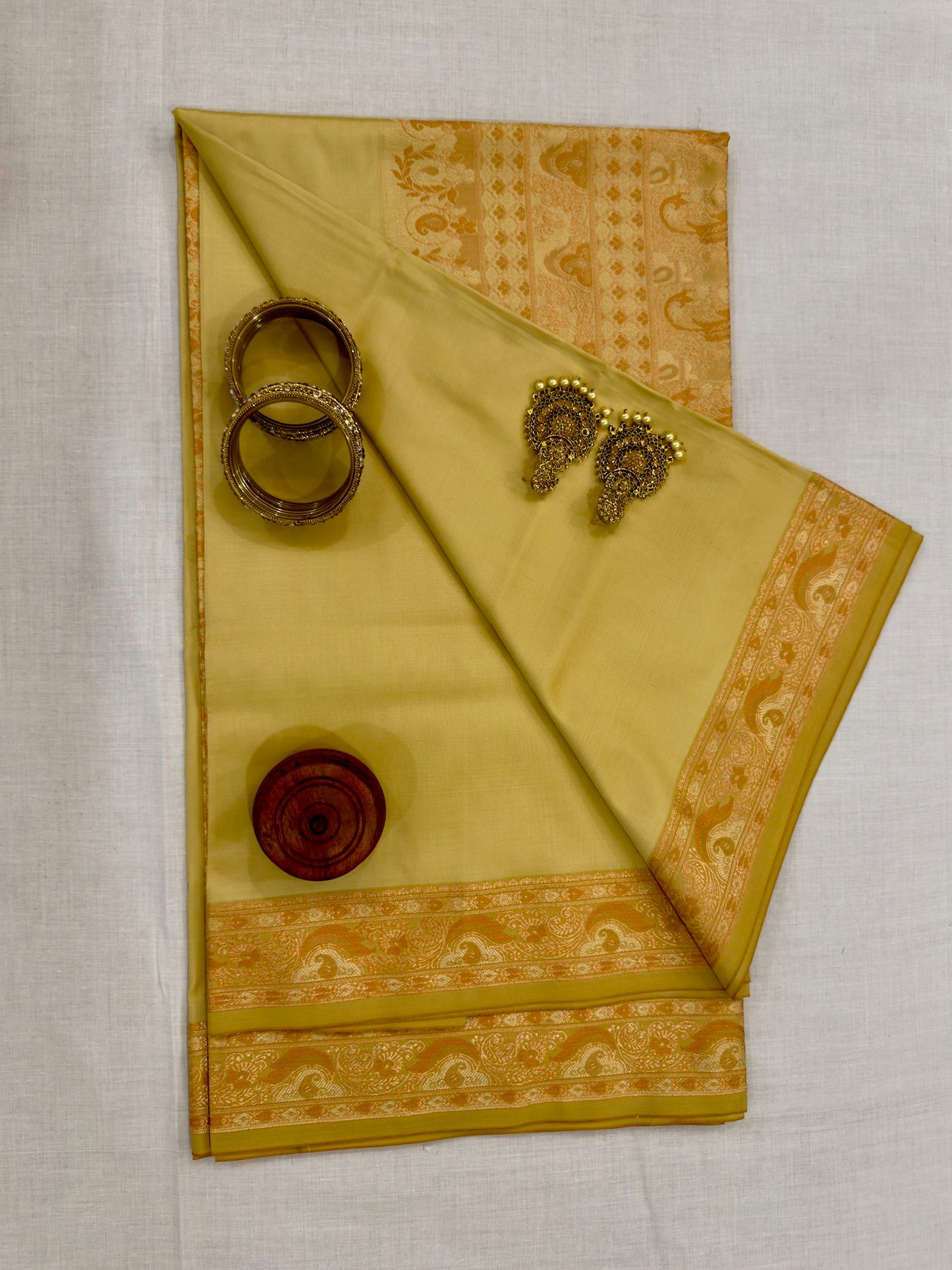 Banarasee Silk Saree - Mustard yellow & Gold