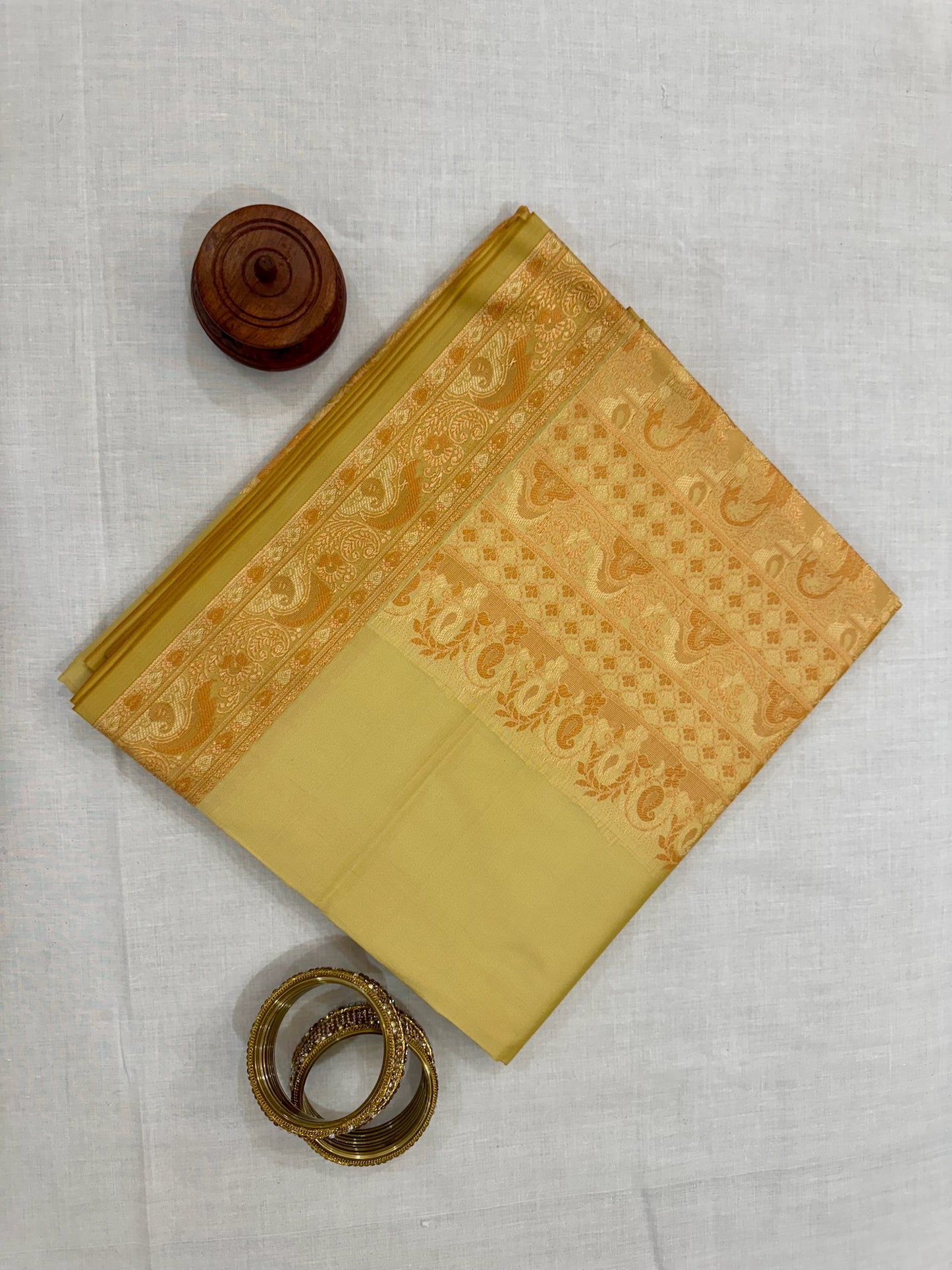 Banarasee Silk Saree - Mustard yellow & Gold