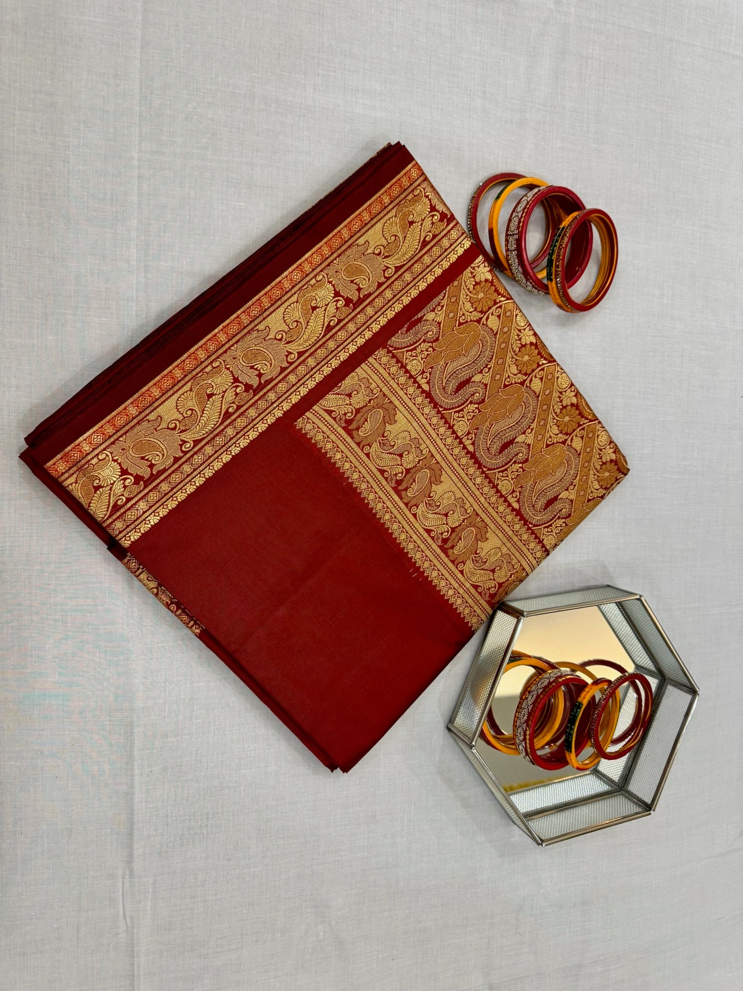 Banarasee Silk Saree - Red & Gold