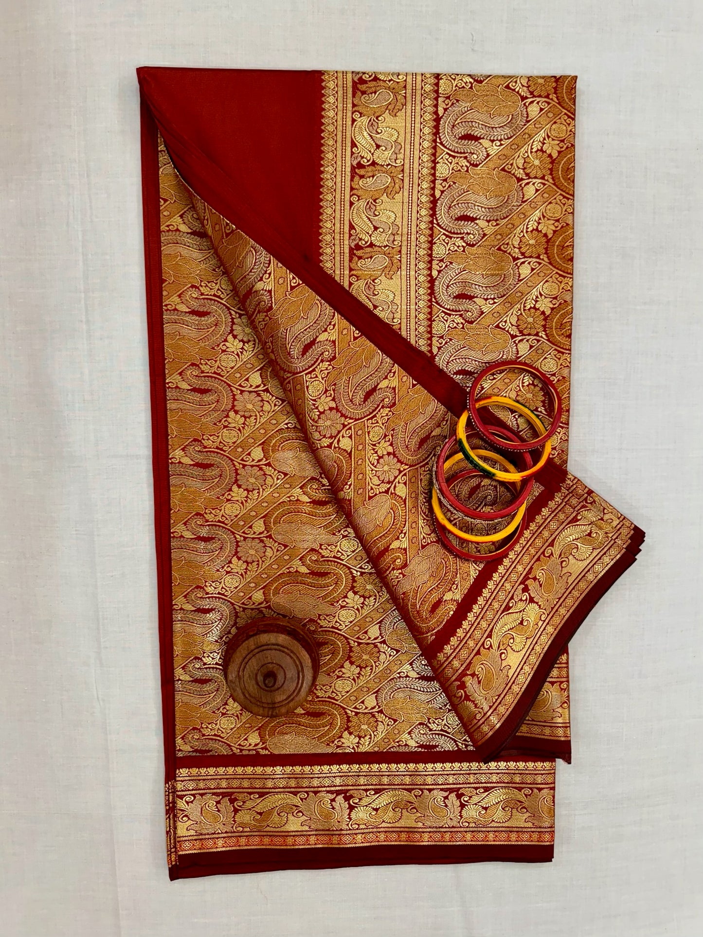 Banarasee Silk Saree - Red & Gold