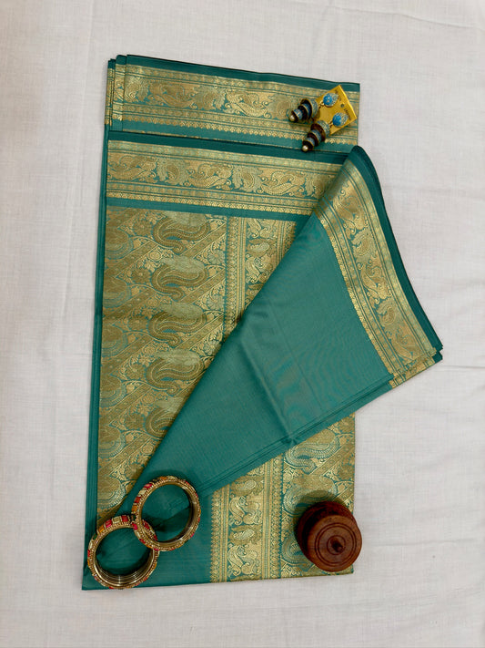 Banarasee Silk Saree - Teal Green & Gold
