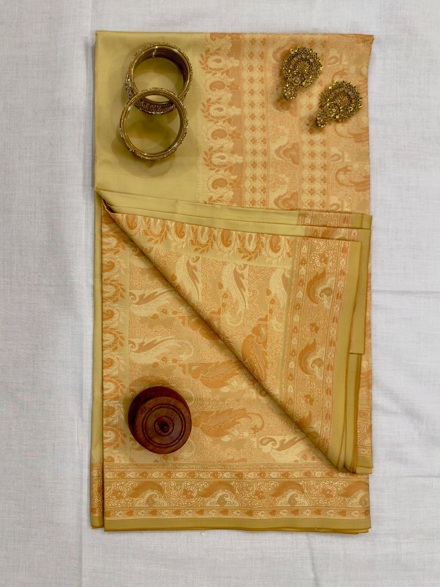 Banarasee Silk Saree - Mustard yellow & Gold