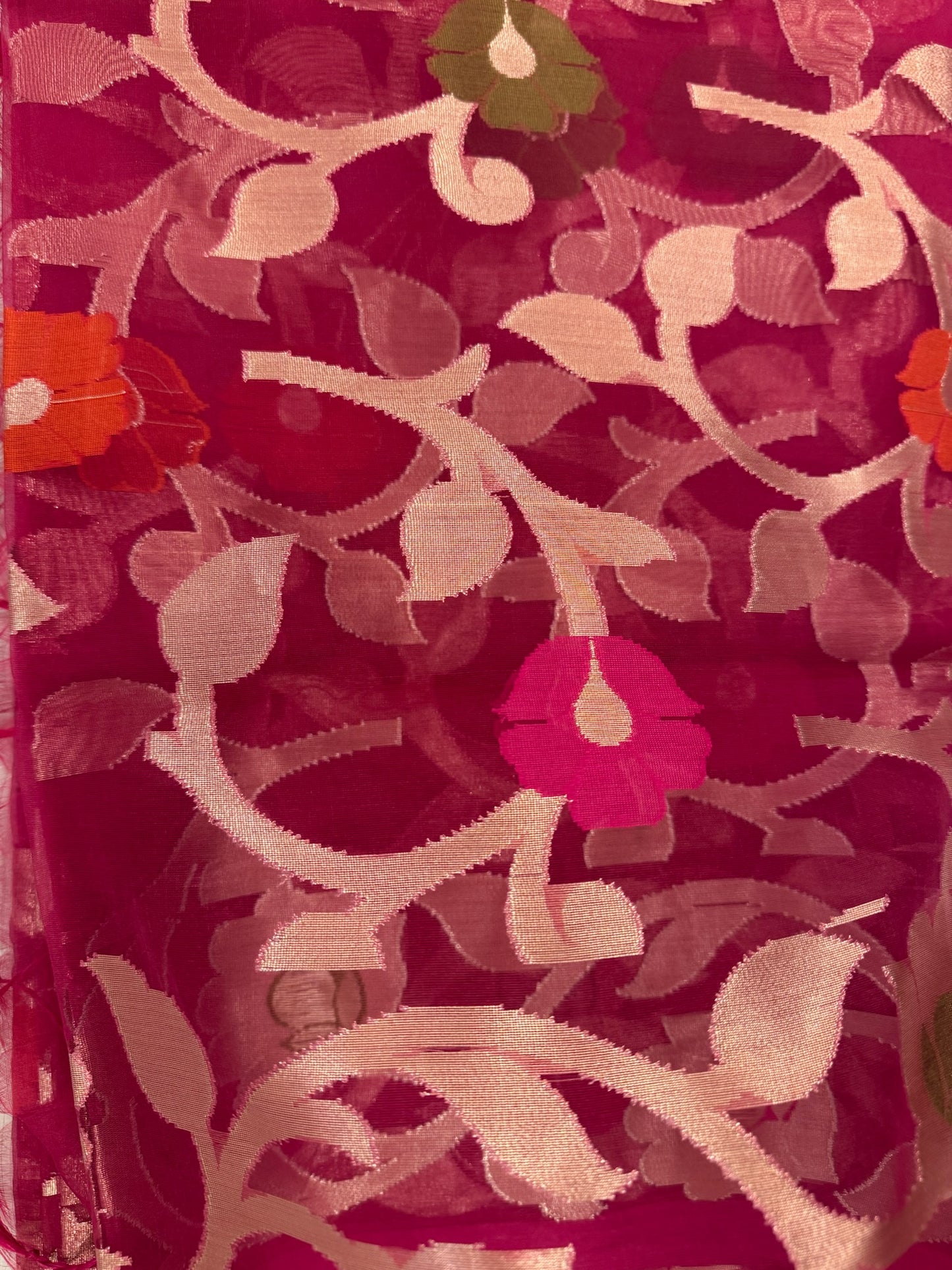 Banarasee Kora Silk Saree - Pink